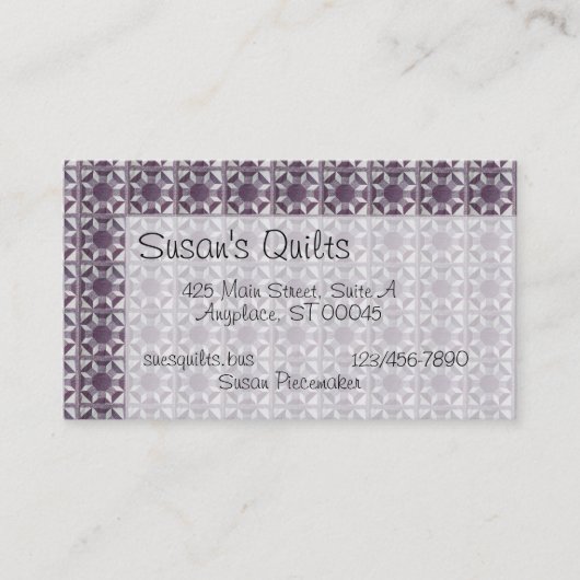 バス。カード – キルトパターン – ねじのスプール 名刺 (正面)