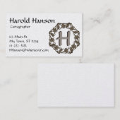 バス。カード – モノグラム葉付きの円 名刺 (正面/裏面)