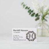 バス。カード – モノグラム葉付きの円 名刺 (スタンド正面)