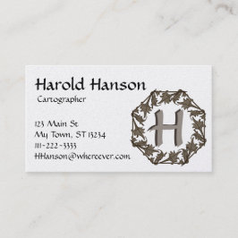 バス。カード – モノグラム葉付きの円 名刺