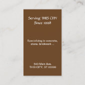 バス。カード – 建築要素 名刺 (裏面)