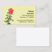 バス。カード – 独身のステム上のピンク色のバラ 名刺 (正面/裏面)