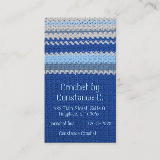 バス。カード – 青と白のクロチェストライプット 名刺 (正面)
