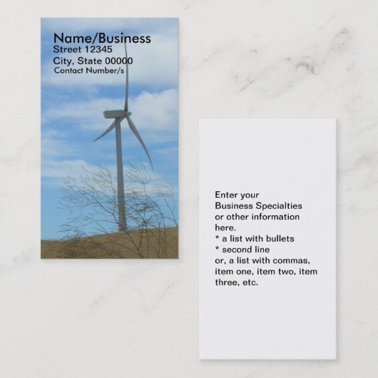 バス。 カード-風力 名刺 (正面/裏面)