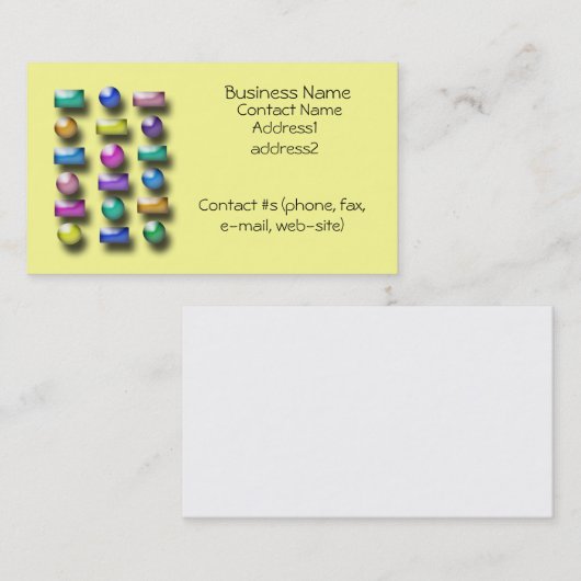 バス。カード – 3Dボタン 名刺 (正面/裏面)