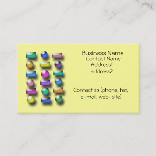 バス。カード – 3Dボタン 名刺 (正面)