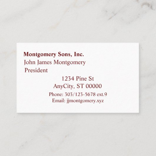 バス。カード – Burgundy Monogram 名刺 (裏面)