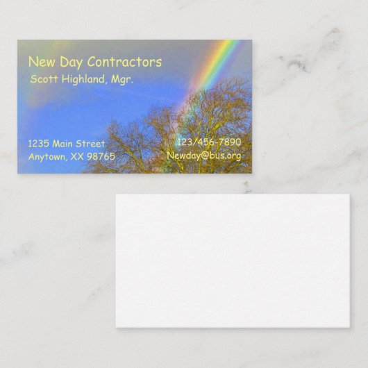バス。カード – Double Rainbow over Trees 名刺 (正面/裏面)