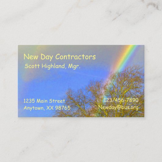 バス。カード – Double Rainbow over Trees 名刺 (正面)
