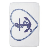 バス・マットの浴室のハートのいかりの青い白 バスマット (正面縦)