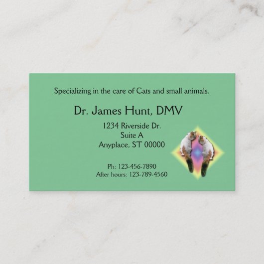 バス。レインボーダイヤモンドを使った猫たち 名刺 (正面)