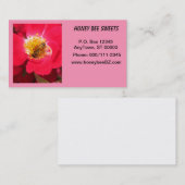 バス。Card - Honey Bee on Pink flower 名刺 (正面/裏面)