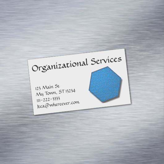 バス。Card (mag) - Hexagon Jig-Sawパズル/青 マグネット名刺 (インサイチュ)