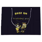 バズおもしろいオンロック誕生日ユー間抜けモアブラック ラージペーパーバッグ (正面)