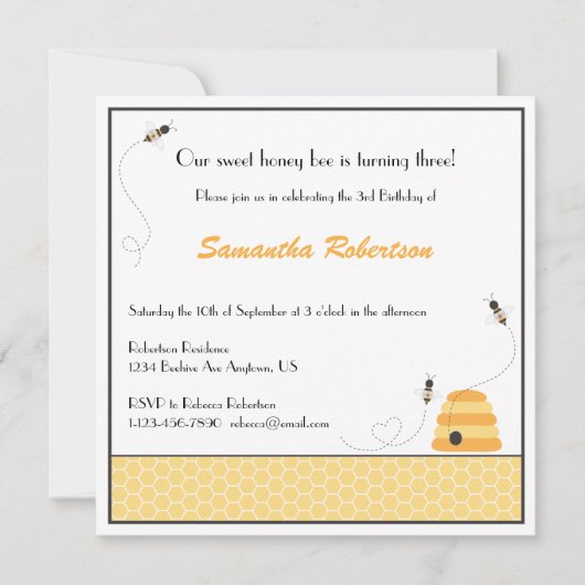 バズビングハイズ誕生日招待状 招待状 (正面)