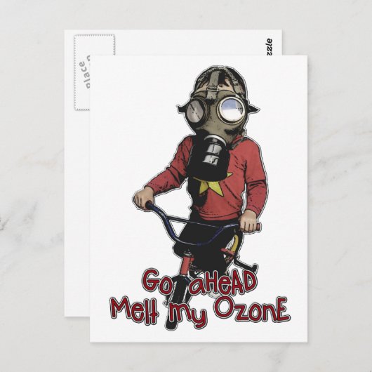 バズーカキッド – ガスマスクとバイク ポストカード (正面/裏面)