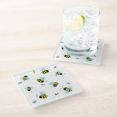 バズ忙し蜂カワイトミツバチ ガラスコースター (アングル)