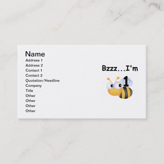 バズ（昆虫）マルハナバチ1st誕生日Tシャツとギフト 名刺 (正面)