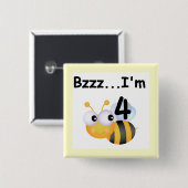 バズ（昆虫）マルハナバチ4th誕生日Tシャツとギフト 缶バッジ (正面&裏面)
