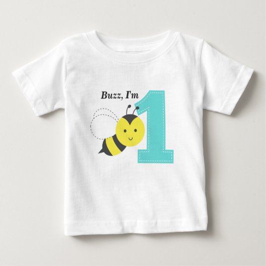 バズ、私は1つ、最初の誕生日、かわいいビー ベビーTシャツ (正面)