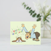 バセおもしろいットと男祝の新年の漫画 ポストカード (スタンド正面)