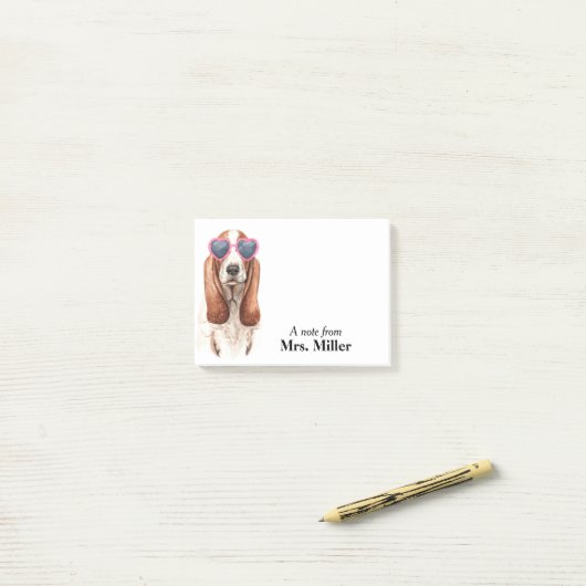 バセおもしろいットハウンドパーソナライズされた ポストイット (デスク上)