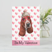 バセおもしろいットハウンド君の犬バレンタインデー シーズンカード (スタンド正面)