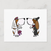 バセおもしろいットハウンド新郎新婦結婚の芸術 ポストカード (正面)