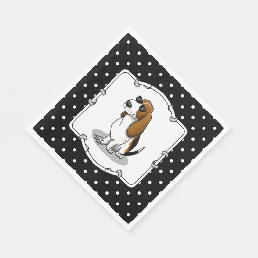 バセカッコいいットハウンド犬とサングラス(トライカラー1) スタンダードランチョンナプキン (角)