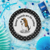 バセカッコいいットハウンド犬とサングラス(トライカラー1) ペーパープレート (パーティー)