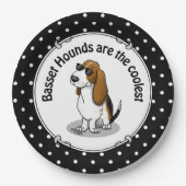 バセカッコいいットハウンド犬とサングラス(トライカラー1) ペーパープレート (正面)