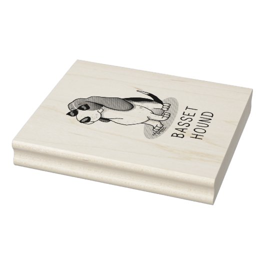 バセカッコいいットハウンド犬とサングラス（トライカラー1） ラバースタンプ (スタンプ)