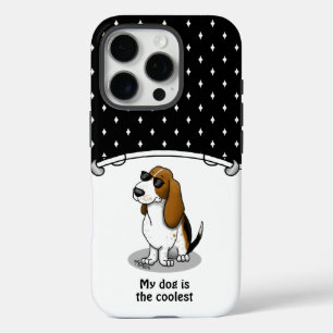バセカッコいいットハウンド犬とサングラス(トライカラー1) iPhone 16 PROケース