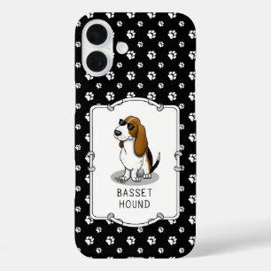 バセカッコいいットハウンド犬とサングラス(トライカラー1) iPhone 16 PLUSケース