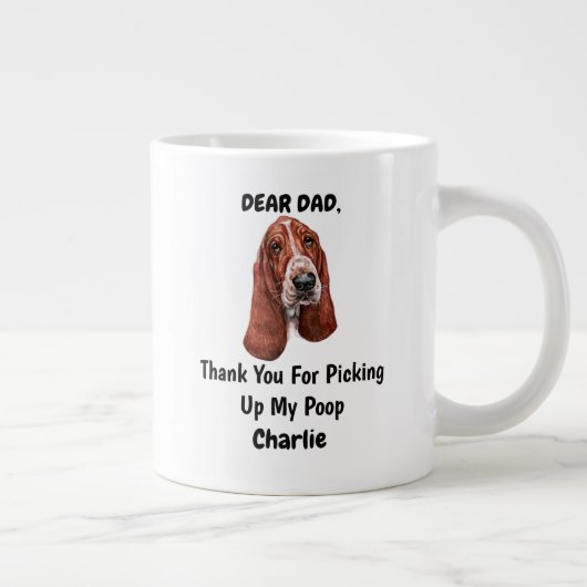 バセットおもしろいハウンドパパウォーター色カニンアート ジャンボコーヒーマグカップ (右)