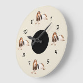 バセットおもしろいハウンドブリードウォールデコール ラージ壁時計 (傾斜)