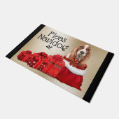 バセットおもしろい・ハウンド・クリスマス・フラスnavidogクリスマス ドアマット (アングル)