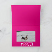 バセットはバレンタインデーおもしろいのカードに雪の中でハウンド シーズンカード (内部)