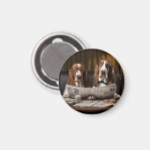 バセットは読新聞に載っている マグネット (正面/裏面)