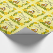 バセットハウンドおよび黄色バラ ラッピングペーパー (角)