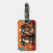 バセットハウンドとハートバラバレンタインデー ラゲッジタグ (裏面縦)