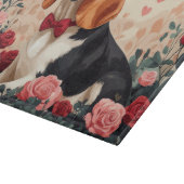 バセットハウンドとバラ – バレンタインデー カッティングボード (角)