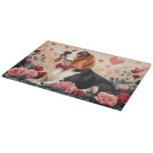 バセットハウンドとバラ – バレンタインデー カッティングボード (角)