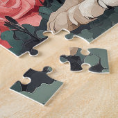 バセットハウンドとバラ – バレンタインデー ジグソーパズル (側面)