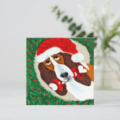 バセットハウンドのクリスマスリース 招待状 (スタンド正面)