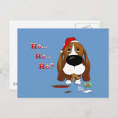 バセットハウンドのクリスマス シーズンポストカード (正面/裏面)