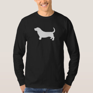 バセットハウンドのシルエットのカッコいいのにおいの猟犬の恋人 Tシャツ