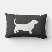 バセットハウンドのシルエットの白および灰色 ランバークッション (裏面)