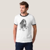 バセットハウンドのスケッチ Tシャツ (正面フル)