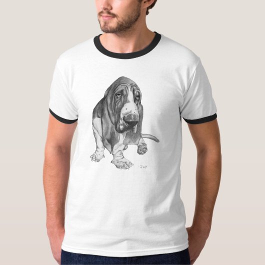 バセットハウンドのスケッチ Tシャツ (正面)
